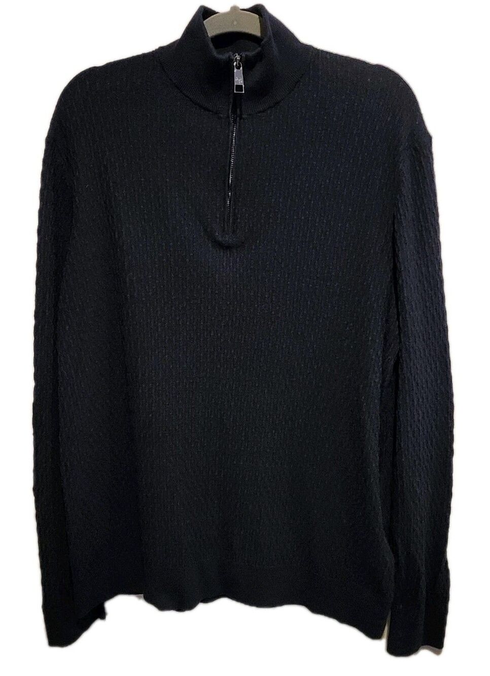 Ted Baker Jeremee Cotton/Wool/Cashmere Blend Quarter-Zip Sweater Navy Size 5/XL